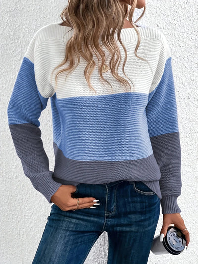 Maelle™ | Elegante tricolore patchwork trui