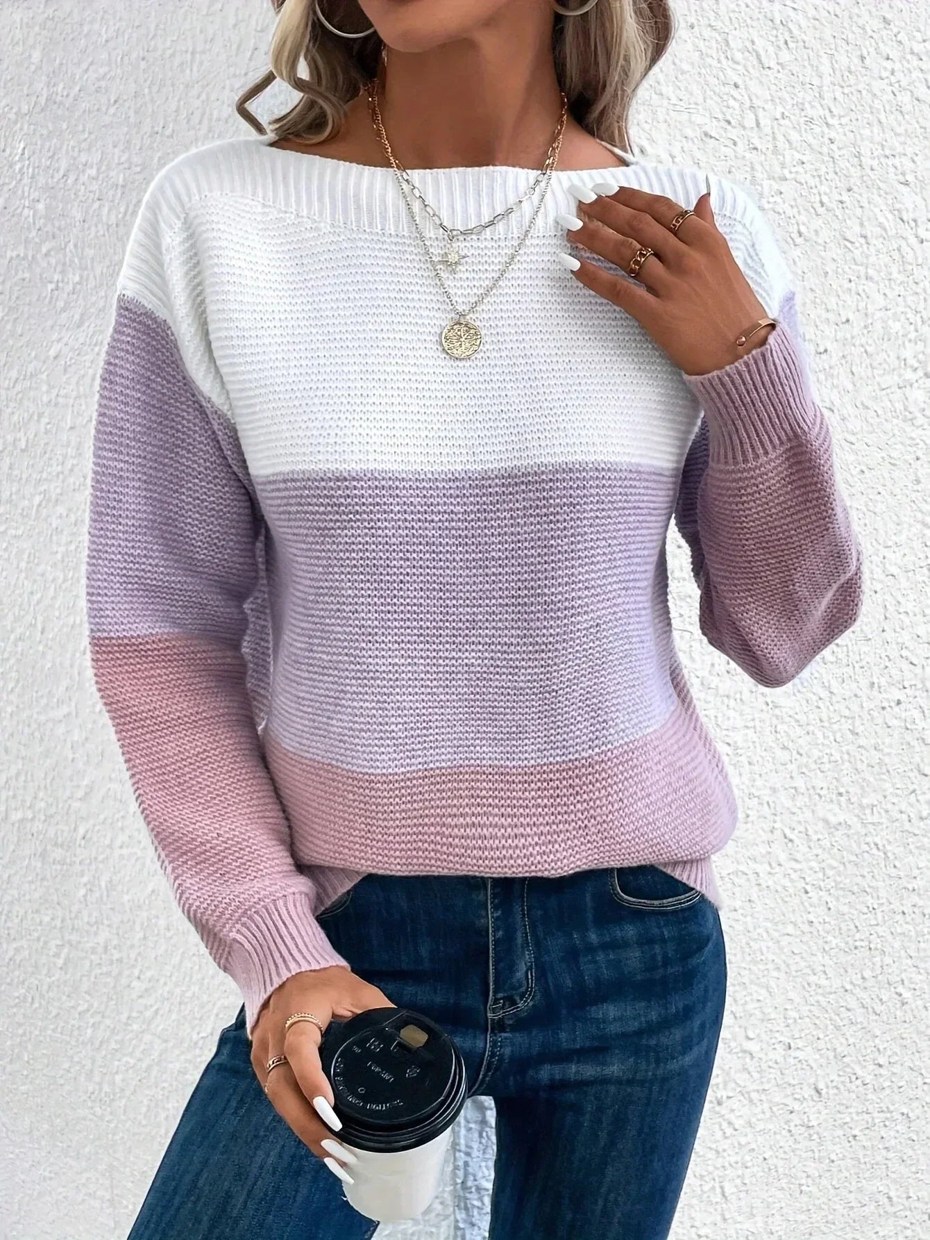 Maelle™ | Elegante tricolore patchwork trui