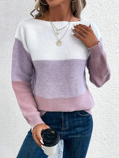 Maelle™ | Elegante tricolore patchwork trui