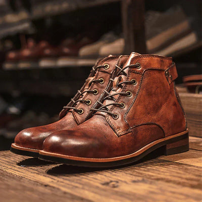 Paul® | Heren Retro Laarzen met Ronde Neus