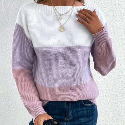 Maelle™ | Elegante tricolore patchwork trui