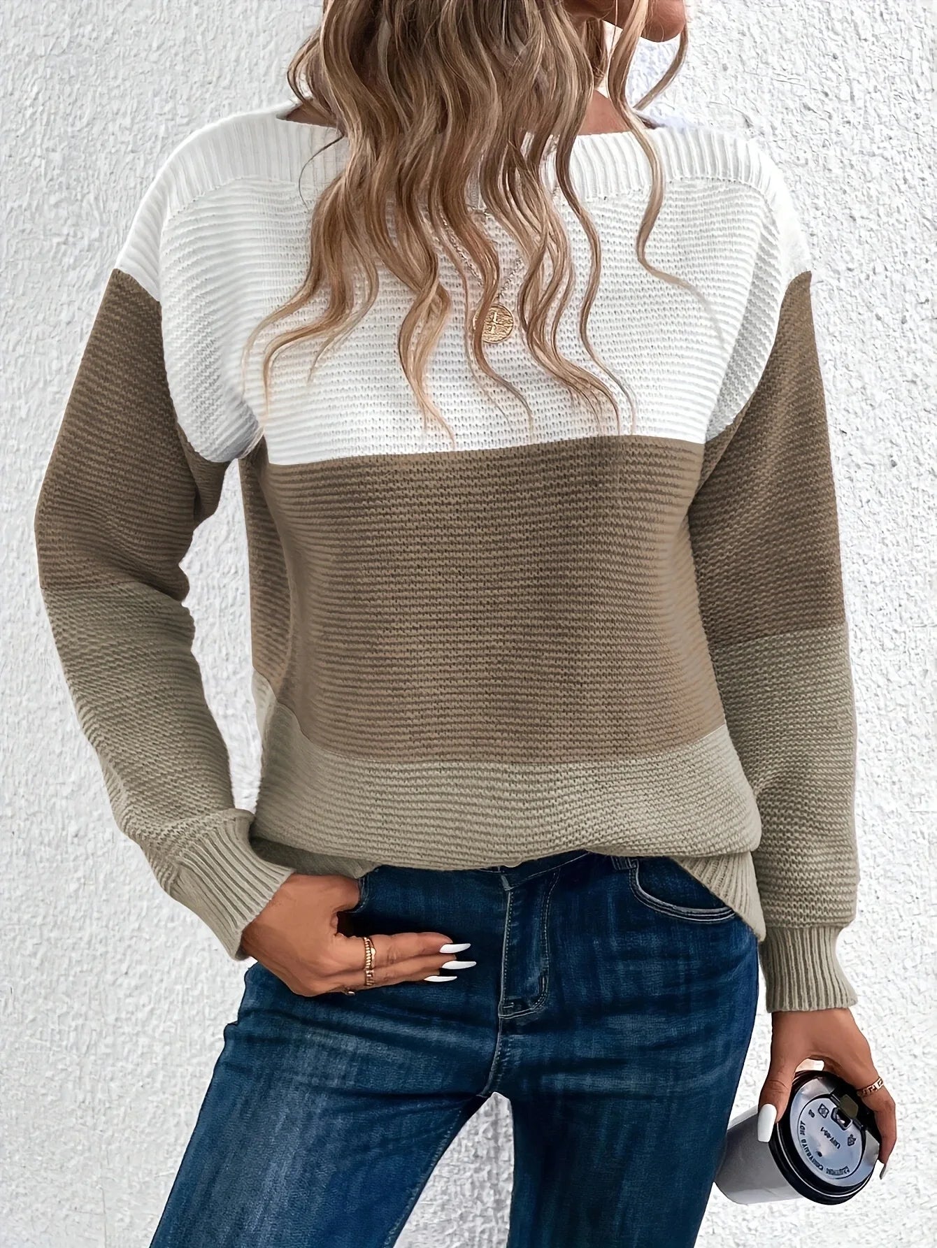 Maelle™ | Elegante tricolore patchwork trui