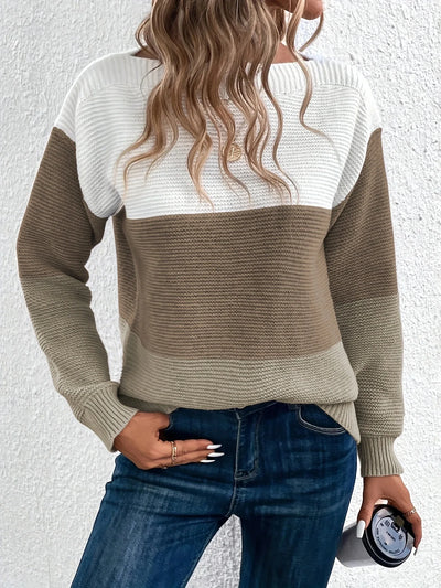 Maelle™ | Elegante tricolore patchwork trui