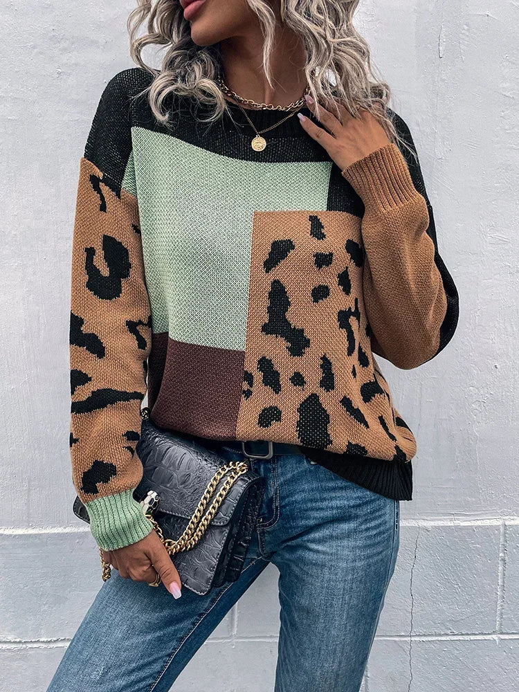 Augustine™ | Pull Patchwork Luipaard Vintage