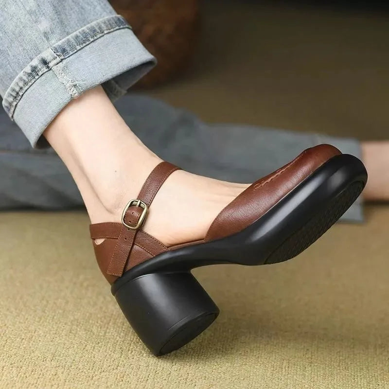Agnes® | Vegan Leren Orthopedische Peeptoe-Schoenen