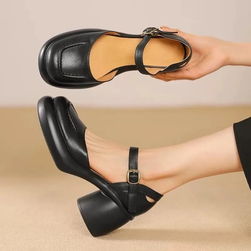 Agnes® | Vegan Leren Orthopedische Peeptoe-Schoenen