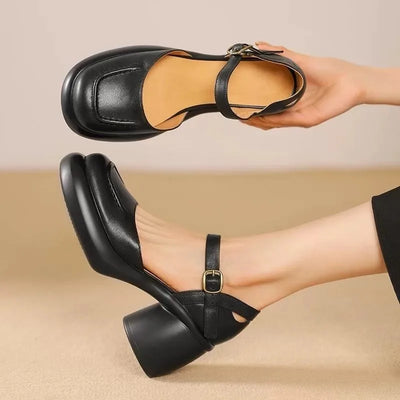 Agnes® | Vegan Leren Orthopedische Peeptoe-Schoenen