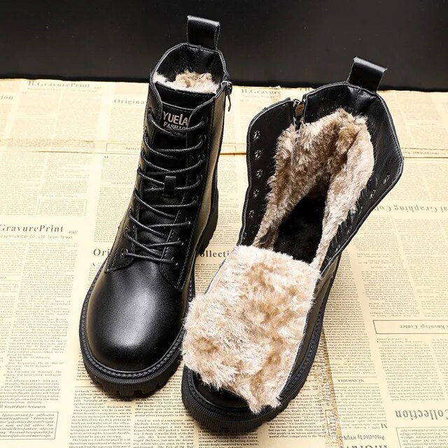 Waltraud® | Winterlaarzen van zwart leer