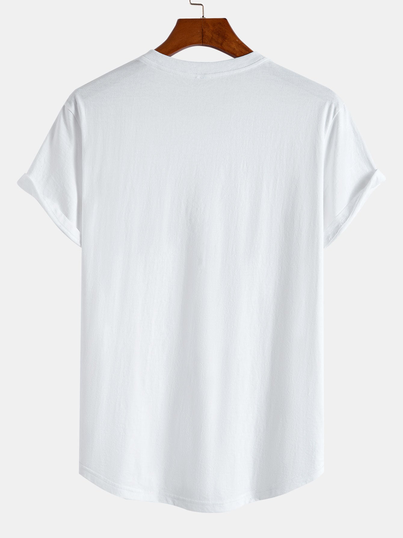 Basis T-shirt van katoen met gebogen zoom