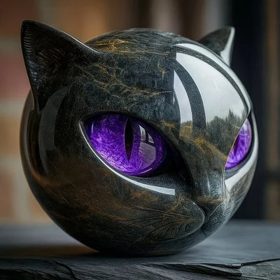 Whispa® | Betoverend zwart kattenkop-sculptuur