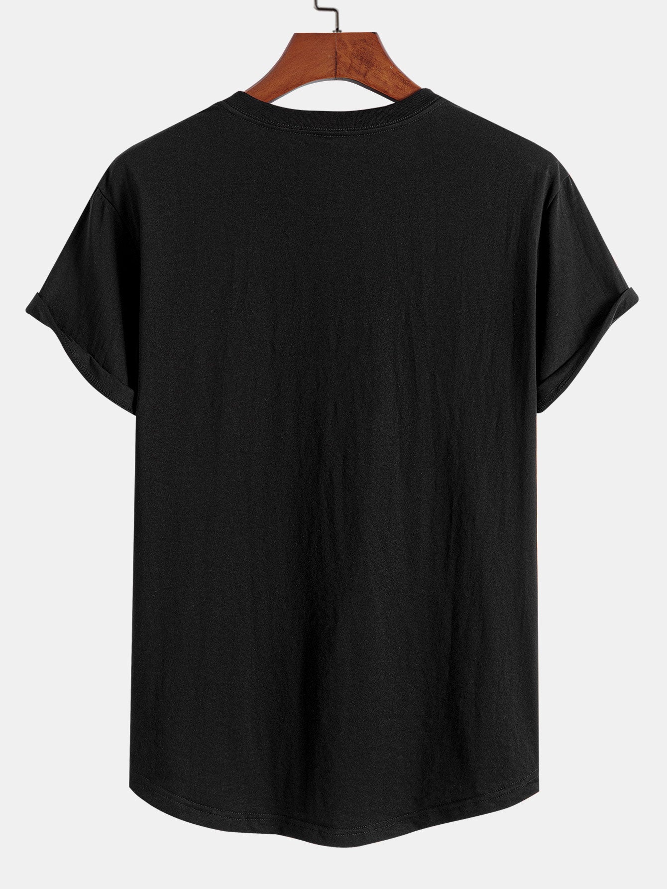Basis T-shirt van katoen met gebogen zoom