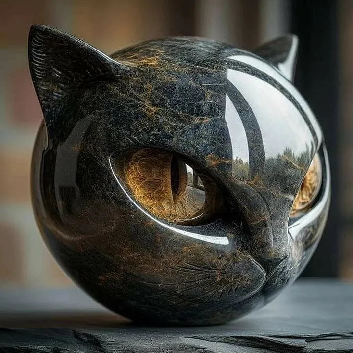 Whispa® | Betoverend zwart kattenkop-sculptuur