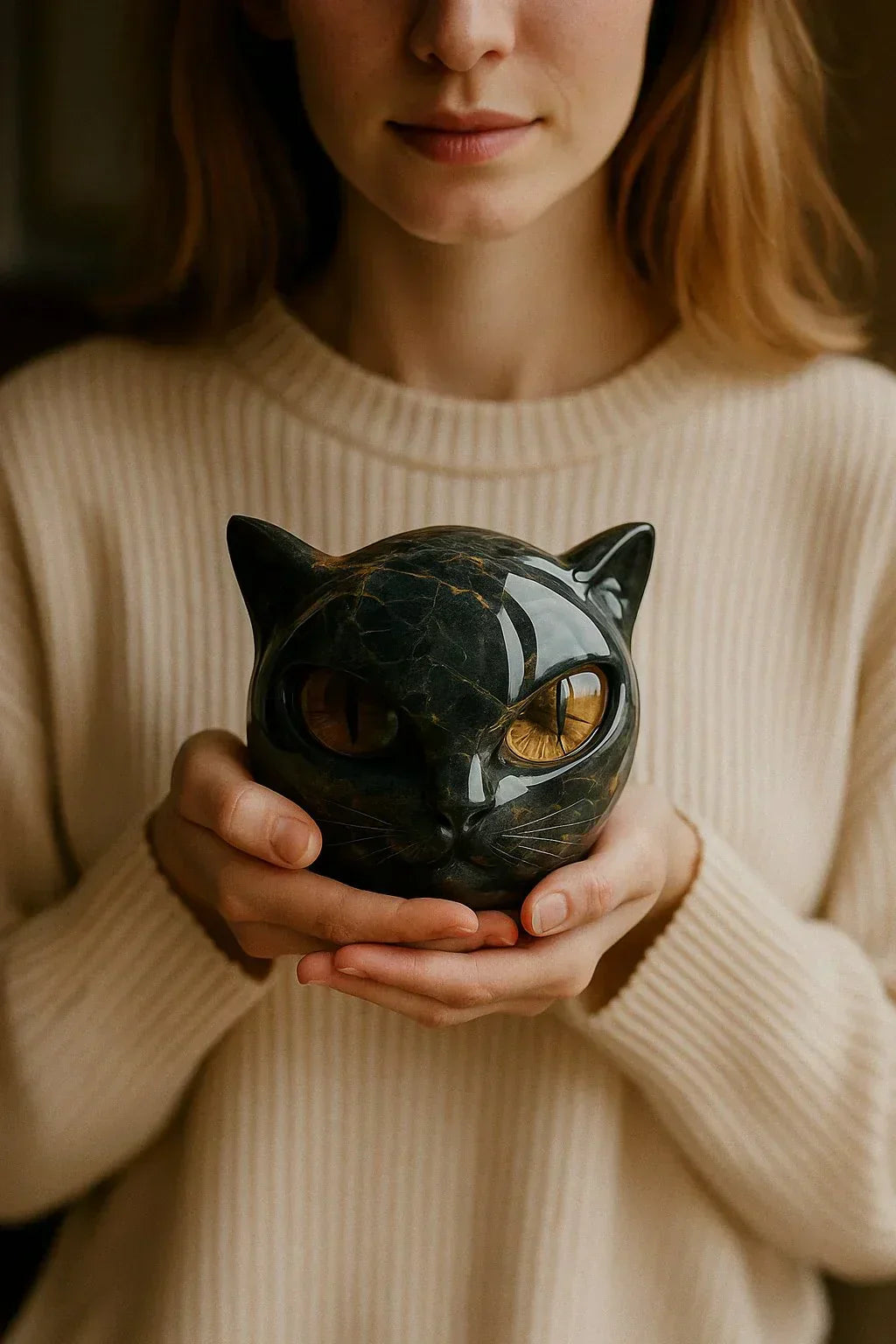 Clawdia® | Fascinerende zwarte kattenkop sculptuur
