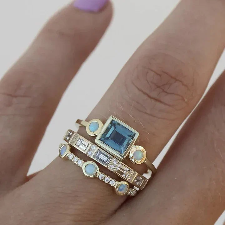 Thalassa® | Ring-Set met blauwe zirkon