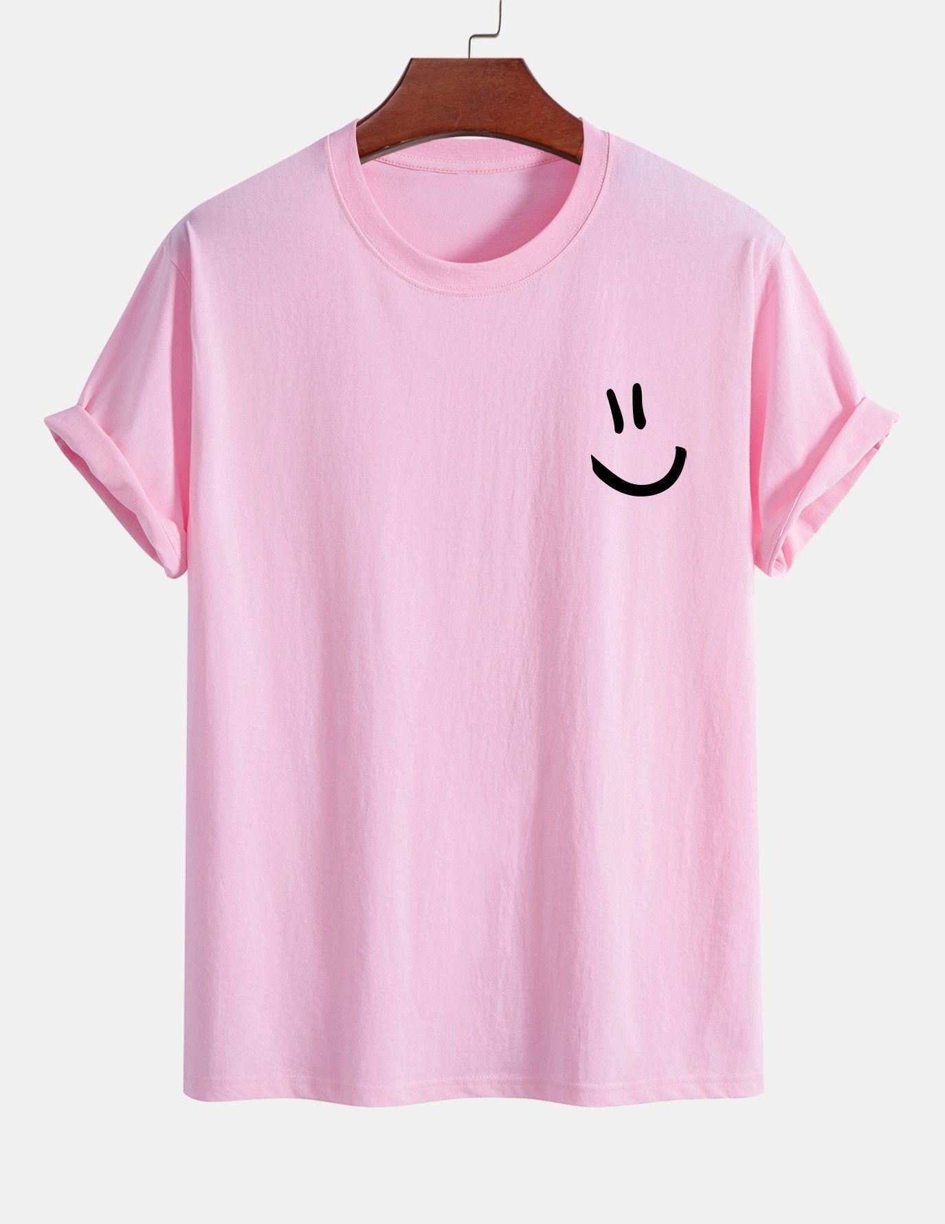 T-shirt van katoen met een smiley print in reguliere pasvorm