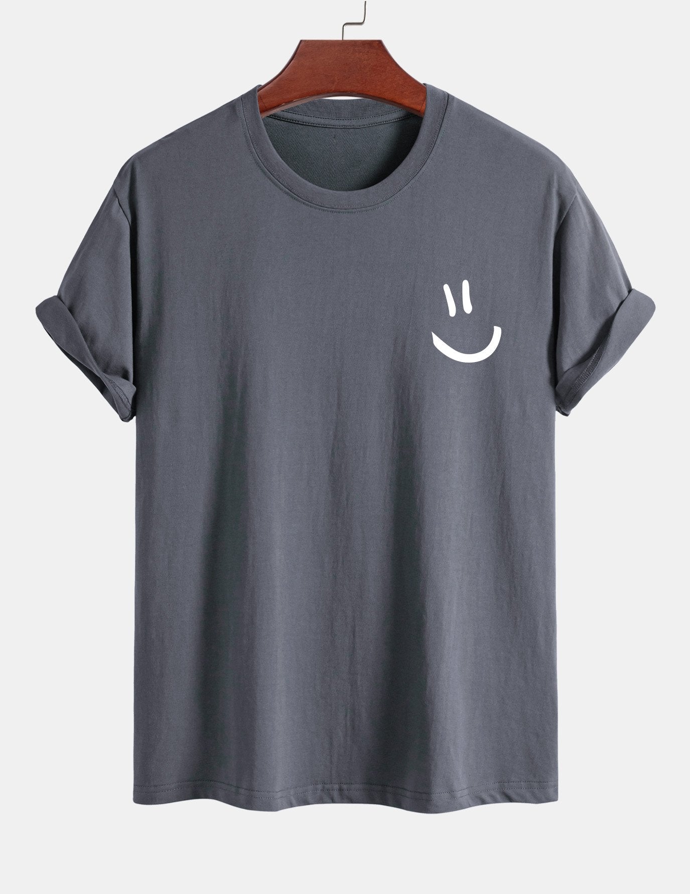 T-shirt van katoen met een smiley print in reguliere pasvorm
