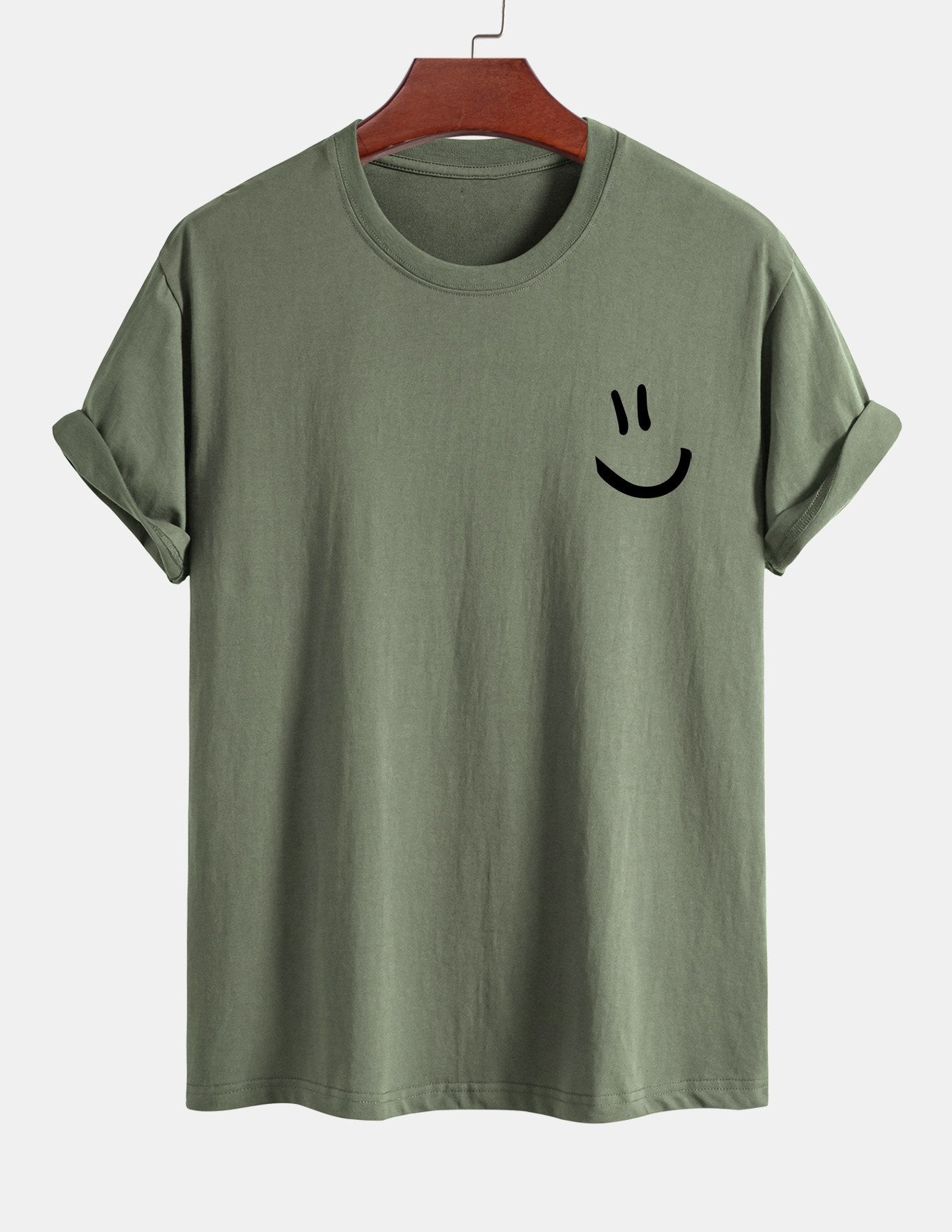 T-shirt van katoen met een smiley print in reguliere pasvorm