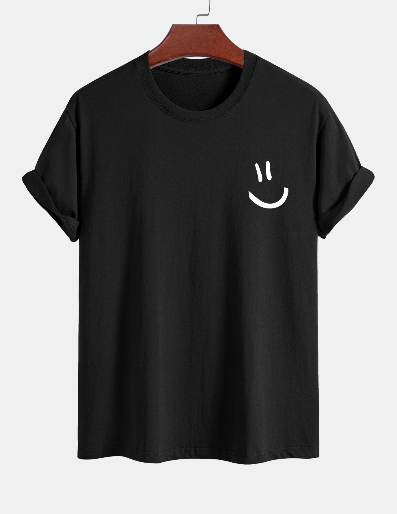 T-shirt van katoen met een smiley print in reguliere pasvorm