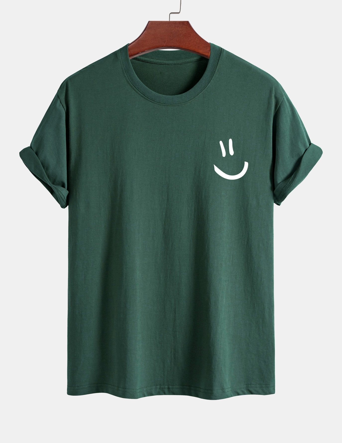 T-shirt van katoen met een smiley print in reguliere pasvorm