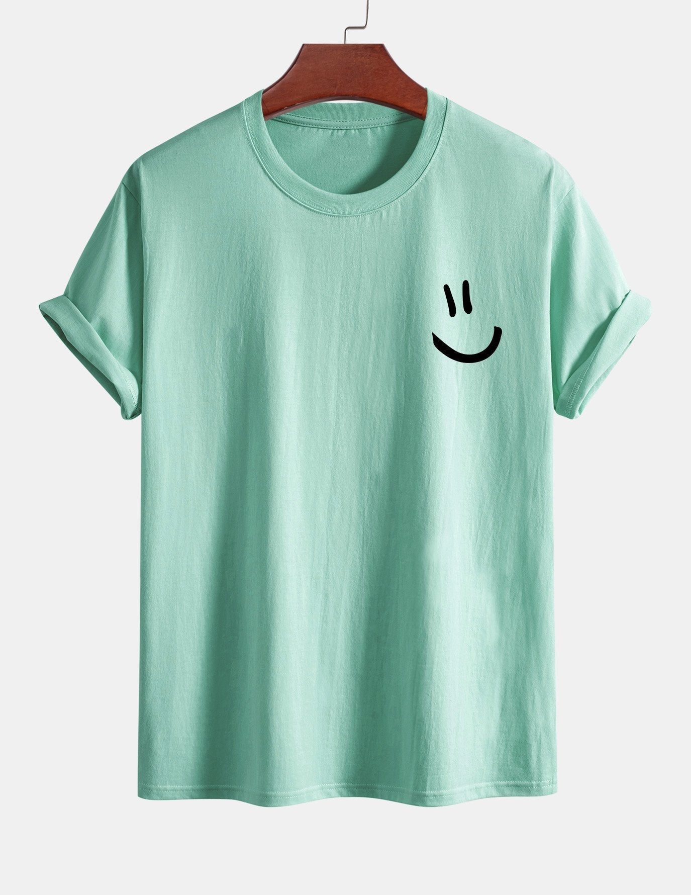 T-shirt van katoen met een smiley print in reguliere pasvorm