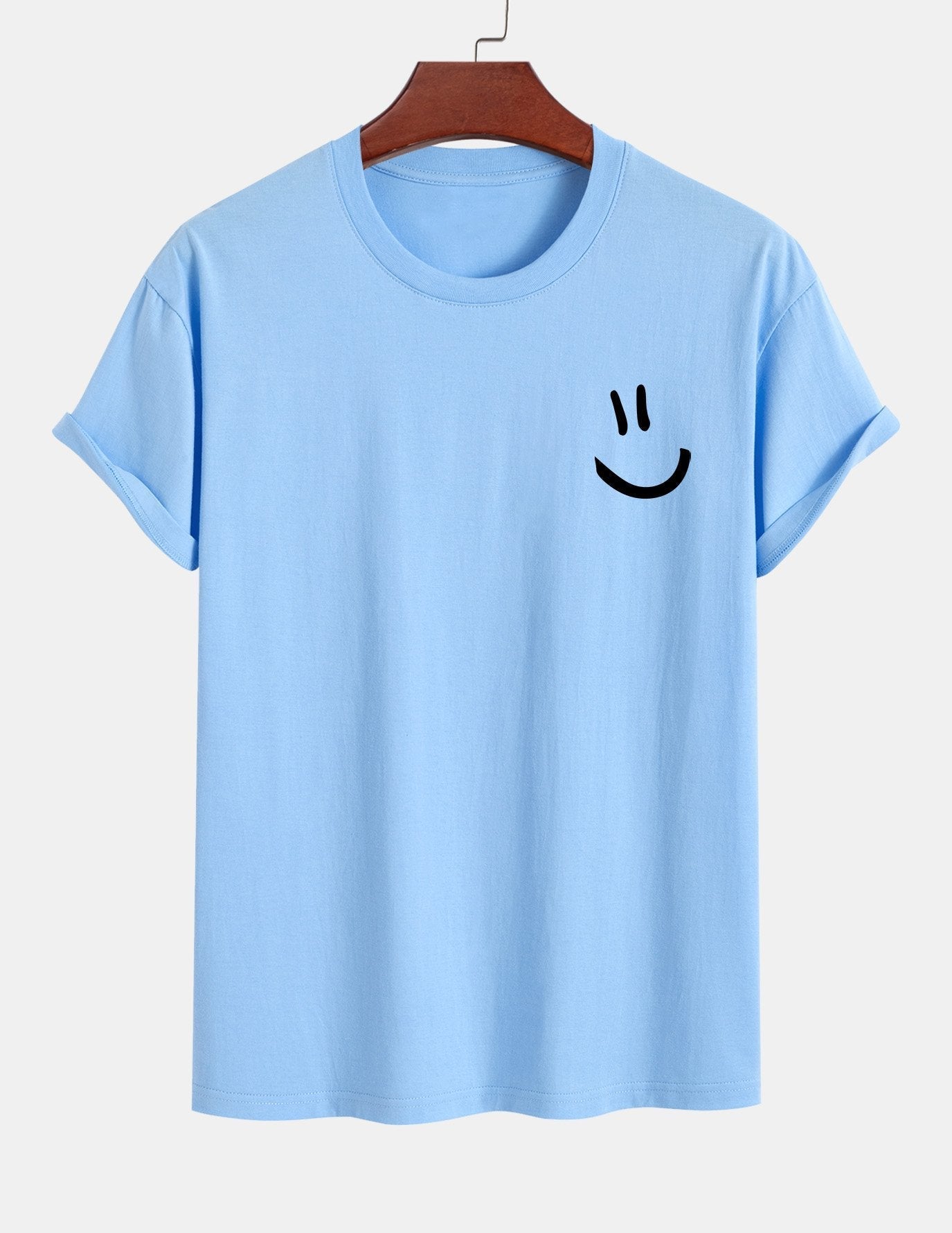 T-shirt van katoen met een smiley print in reguliere pasvorm