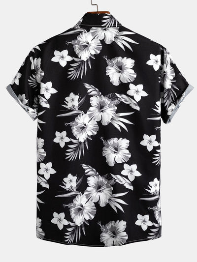 Tropische bloemenprint knoopshirt en zwemshorts