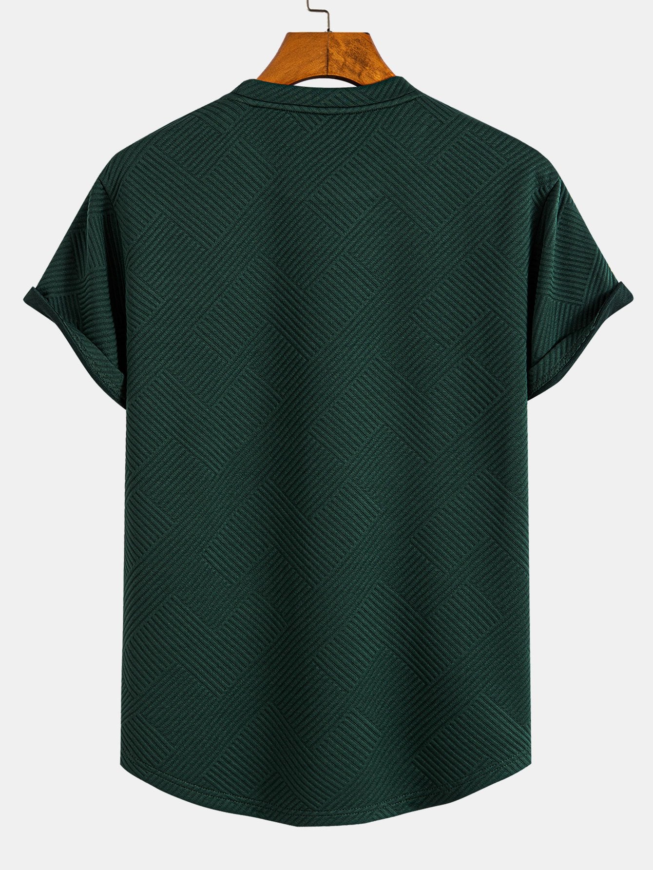 Gestreept jacquard T-shirt met korte mouwen en een gebogen zoom