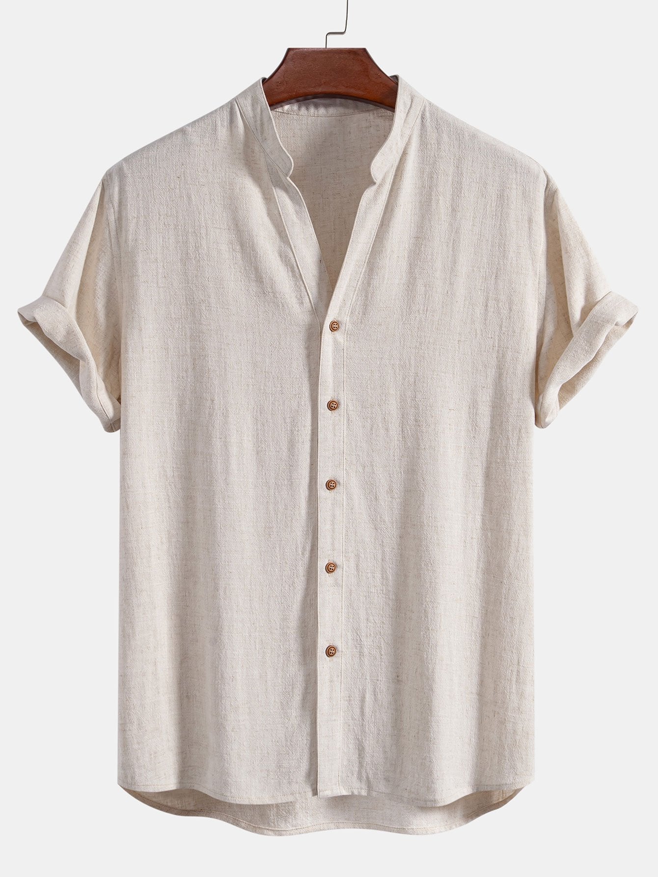Linnen en viscose blouse met V-hals & Linnen broek met rechte pijpen