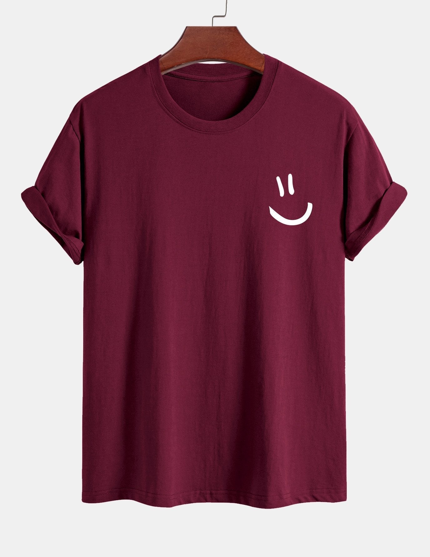 T-shirt van katoen met een smiley print in reguliere pasvorm
