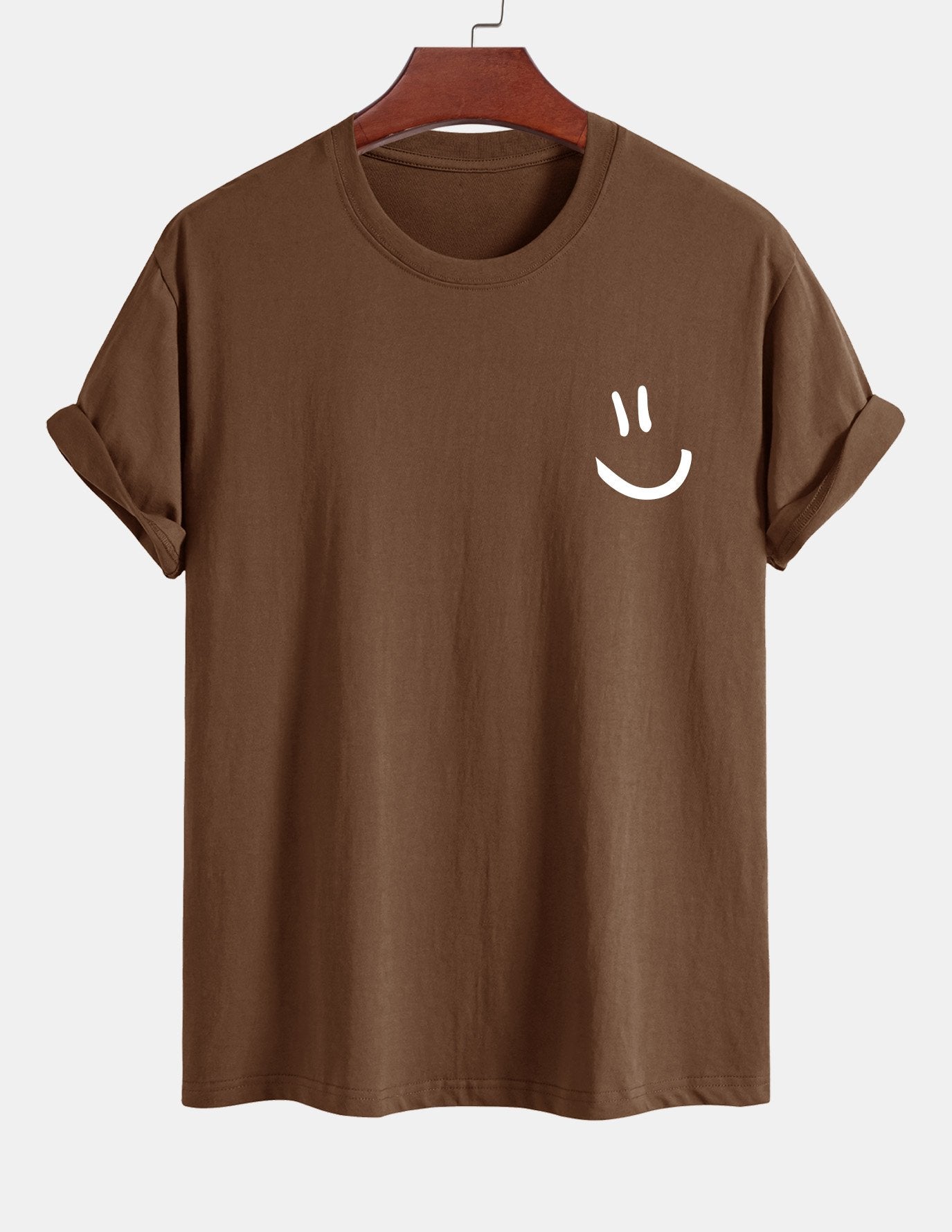 T-shirt van katoen met een smiley print in reguliere pasvorm