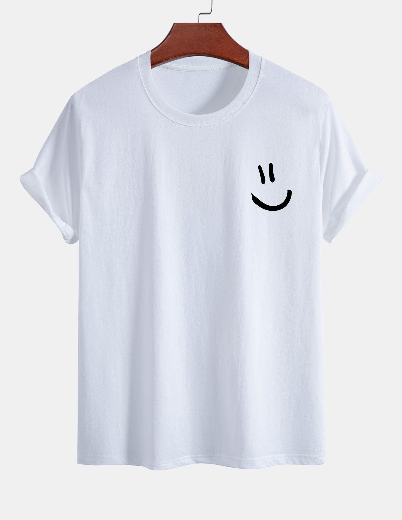 T-shirt van katoen met een smiley print in reguliere pasvorm