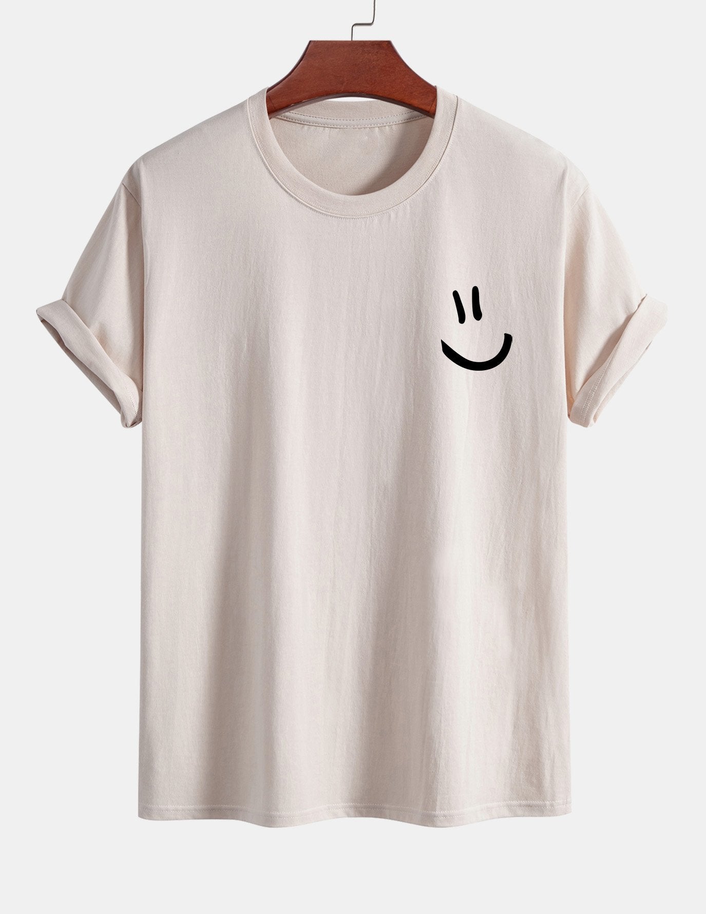 T-shirt van katoen met een smiley print in reguliere pasvorm