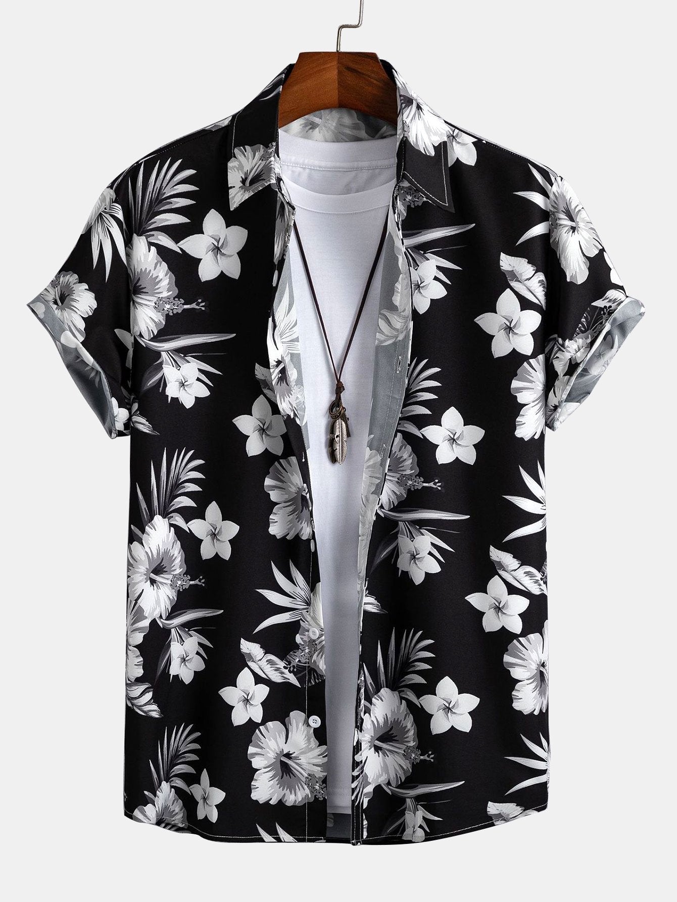 Tropische bloemenprint knoopshirt en zwemshorts