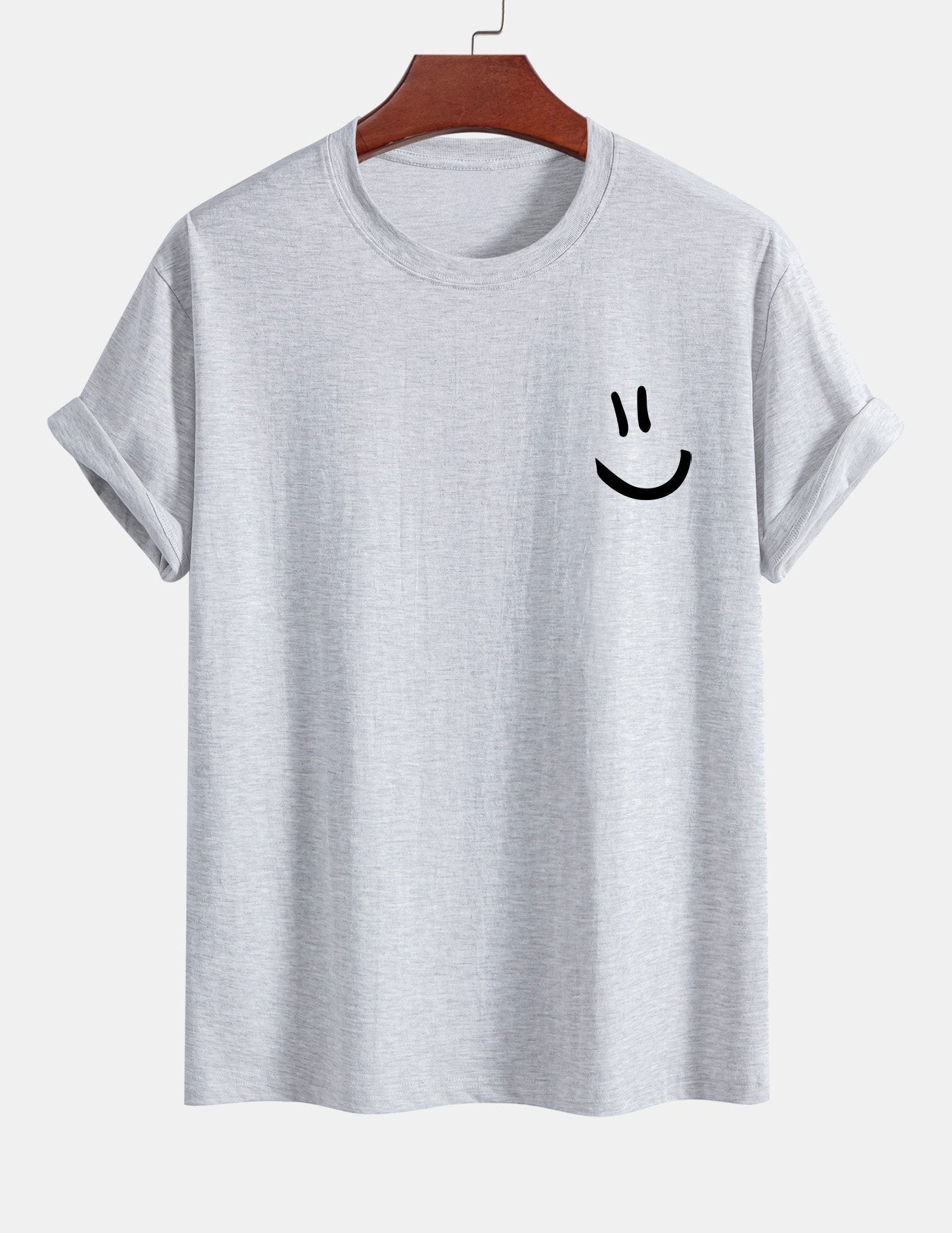 T-shirt van katoen met een smiley print in reguliere pasvorm