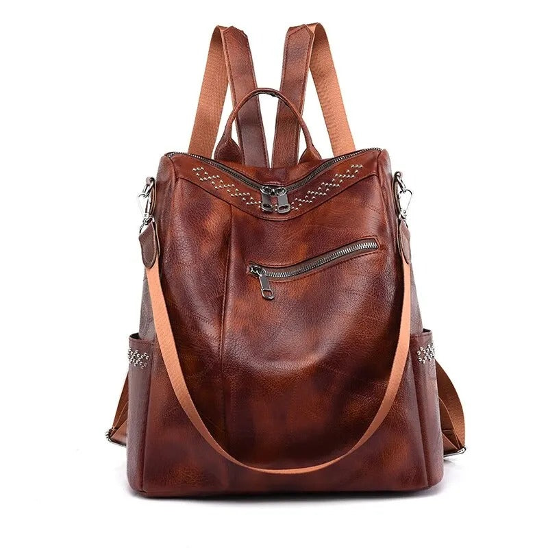 Martina | Vintage-Handgemaakte Leren Rugzak