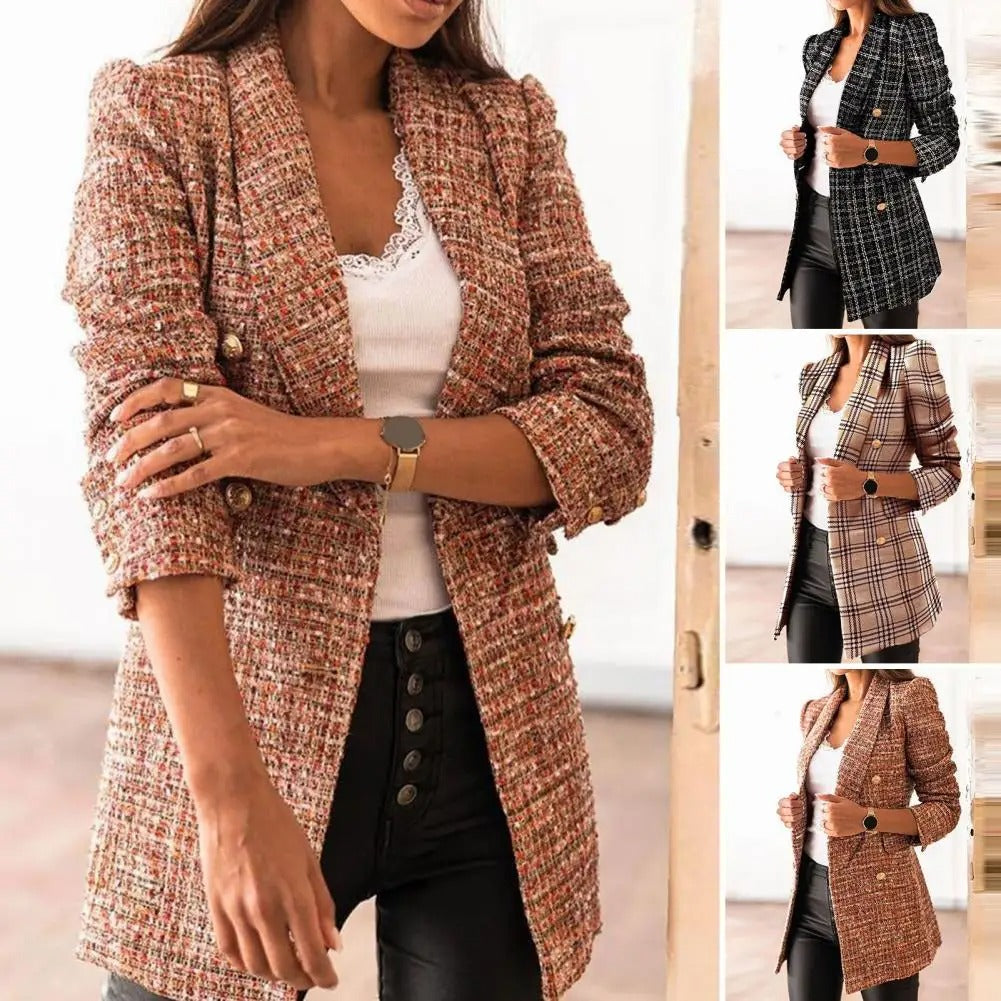 Martina® | Lange mouw Blazer met geruit patroon