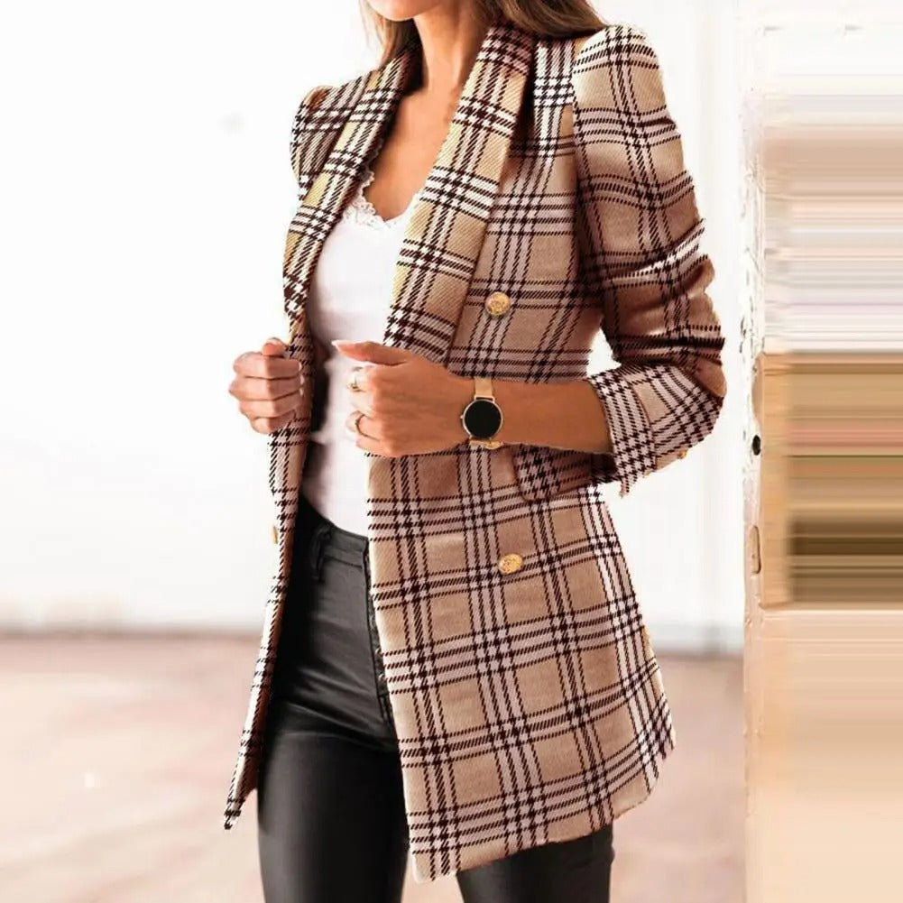 Martina® | Lange mouw Blazer met geruit patroon