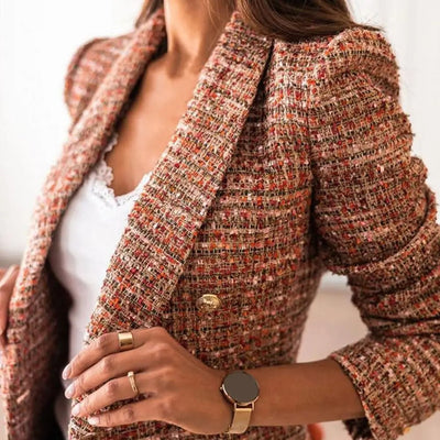 Martina® | Lange mouw Blazer met geruit patroon