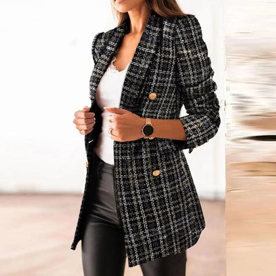 Martina® | Lange mouw Blazer met geruit patroon